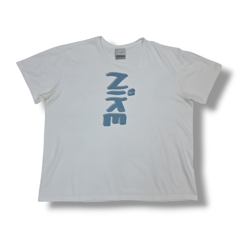 Vintage Nike Center Spellout Gray Tag White T-Shirt Men's‎ L  Made in USA
